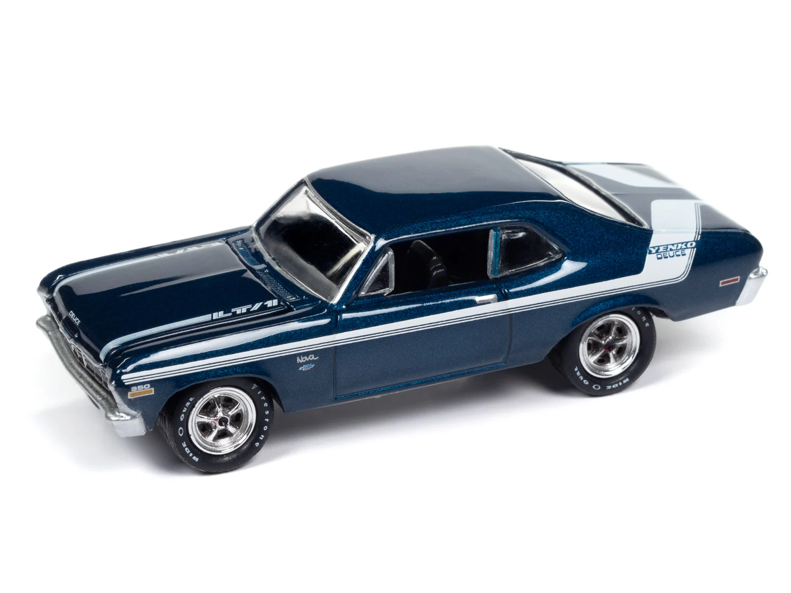 Johnny Lightning Muscle Cars 1970 Yenko Deuce Chevy Nova (Fathom Blue Ply w/White Yenko Deuce Stripes) 1:64 Scale Diecast - Image 2