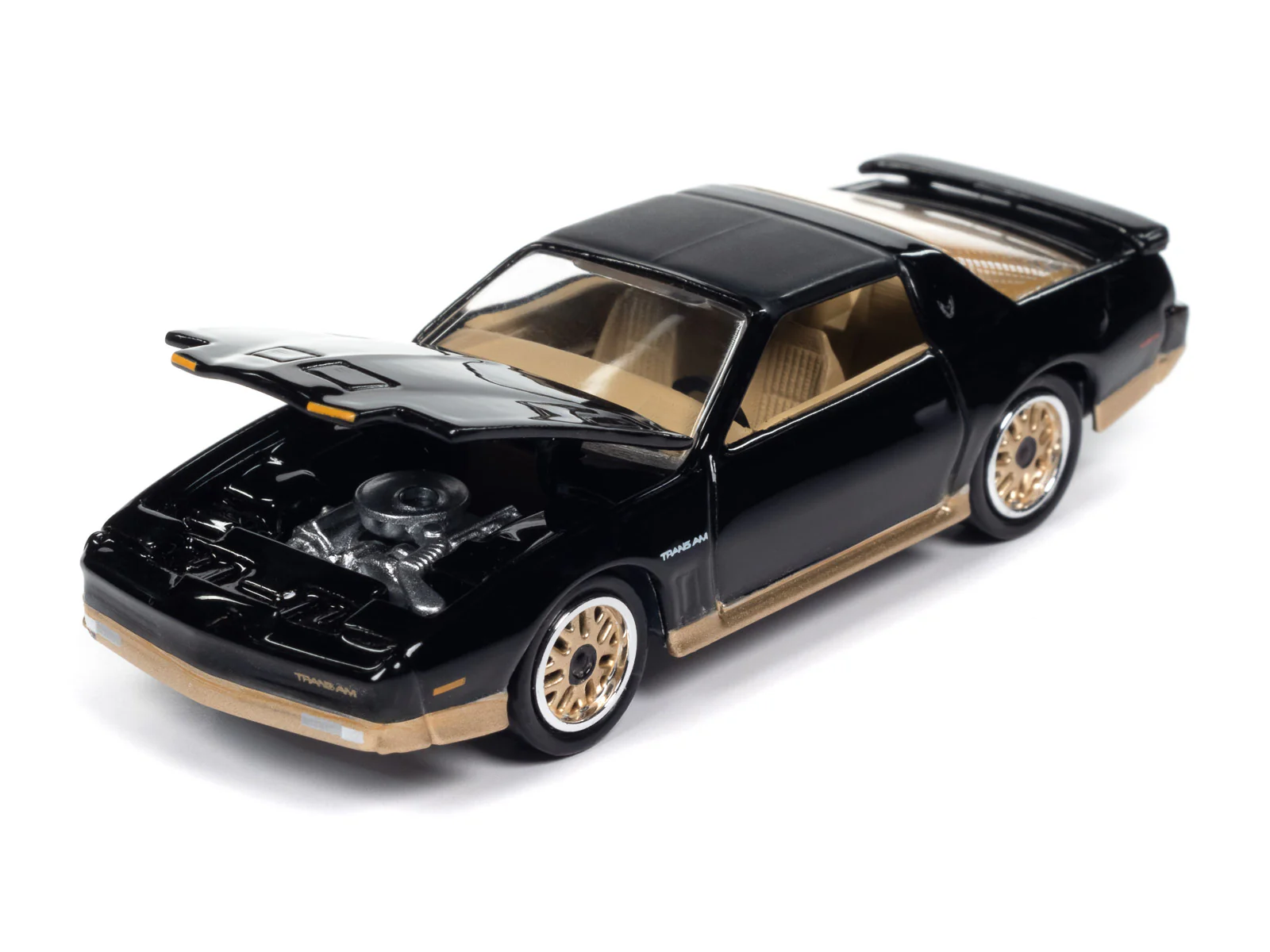 Johnny Lightning Muscle Cars 1987 Pontiac Trans Am (Gloss Black w/Gold Lower) 1:64 Scale Diecast - Image 3