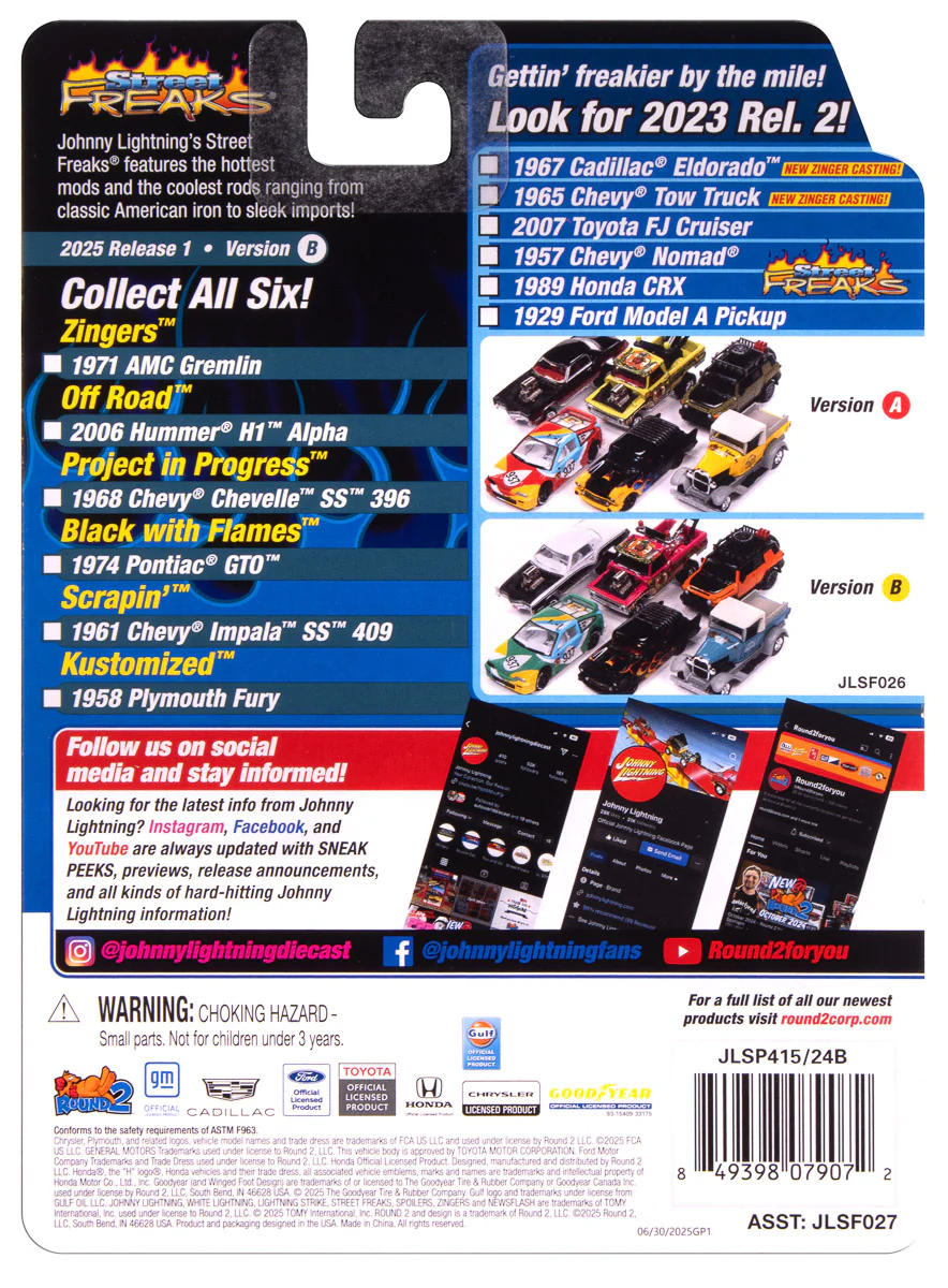 Johnny Lightning Street Freaks 2025 Release 1 Set B (6-Car Sealed Case) 1:64 Scale Diecast - Image 9