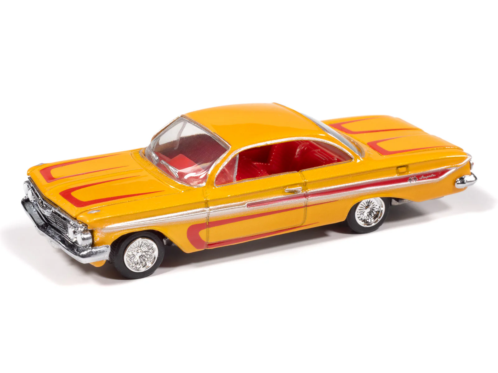 Johnny Lightning Street Freaks 1961 Chevy Impala SS 409 (Scrapin’) (Metallic Yellow w/Red) 1:64 Scale Diecast - Image 2