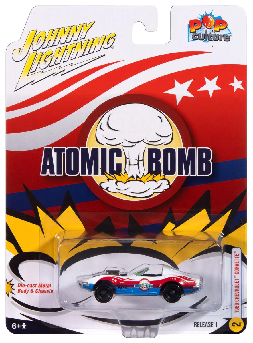 Johnny Lightning "Stuntman Mike's Ride Along Racing 1969 Chevy Corvette "Atomic Bomb" 1:64 Scale Diecast