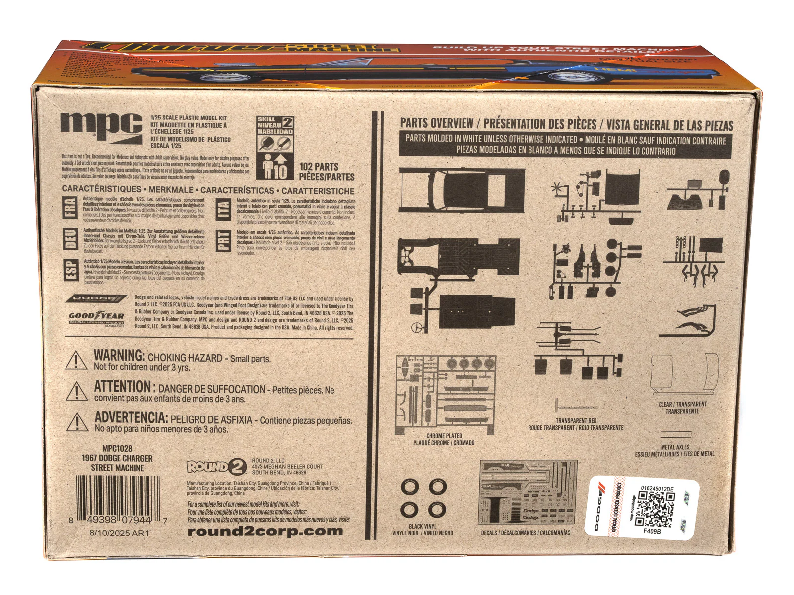 MPC 1967 Dodge Charger Street Machine 1:25 Scale Model Kit - Image 4