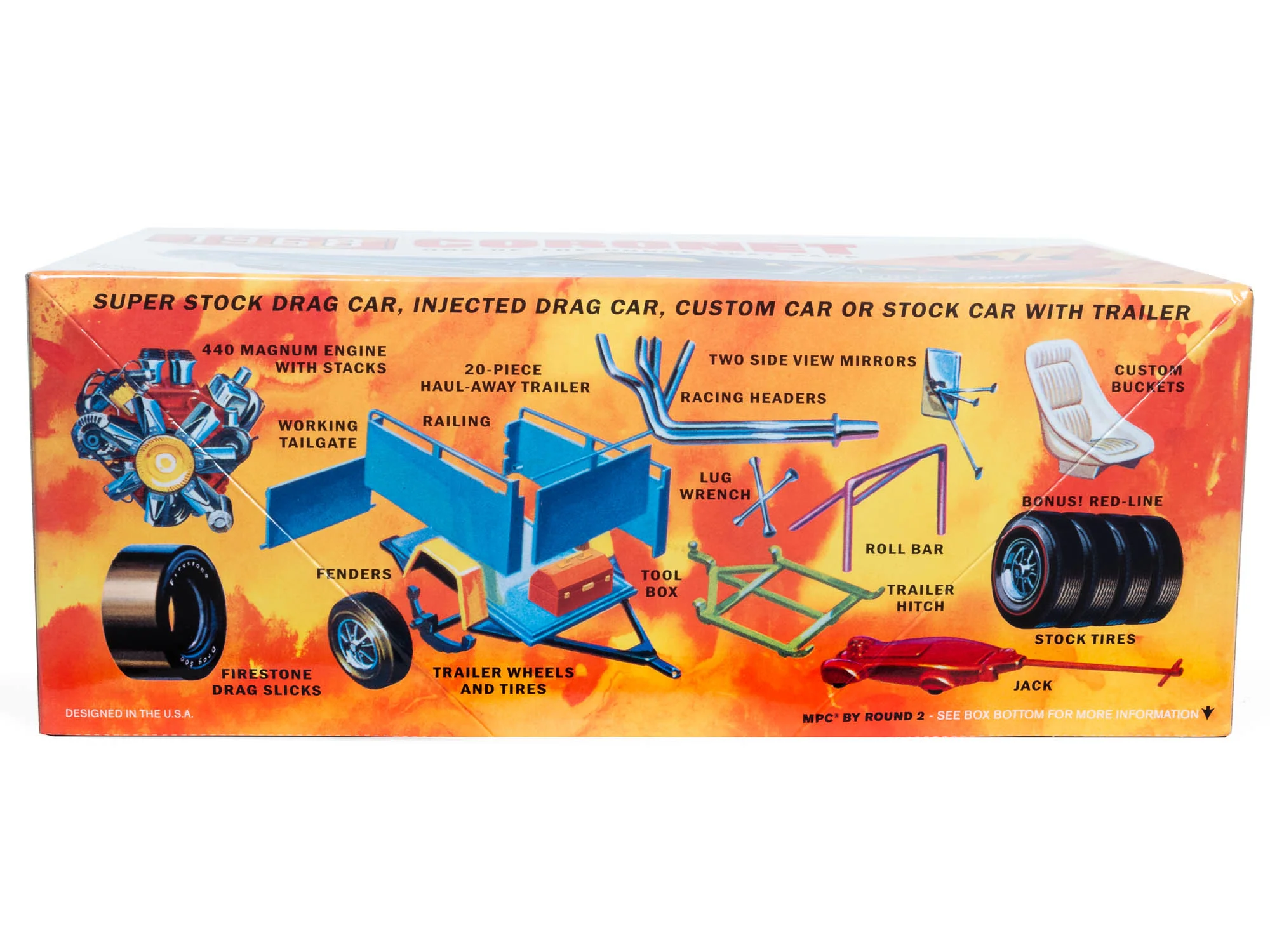 MPC 1968 Dodge Coronet Hardtop w/Trailer 1:25 Scale Model Kit - Image 2