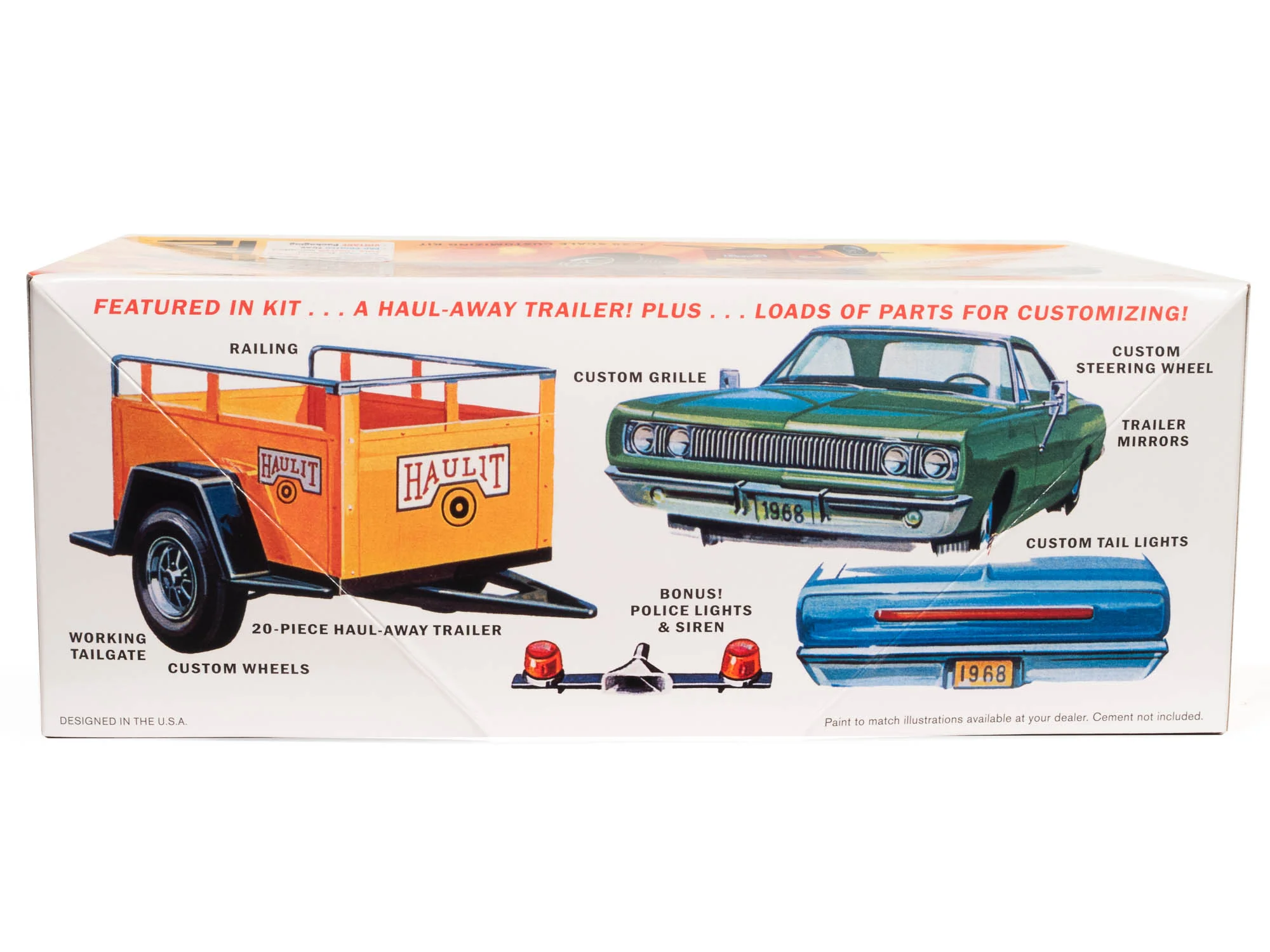 MPC 1968 Dodge Coronet Hardtop w/Trailer 1:25 Scale Model Kit - Image 3