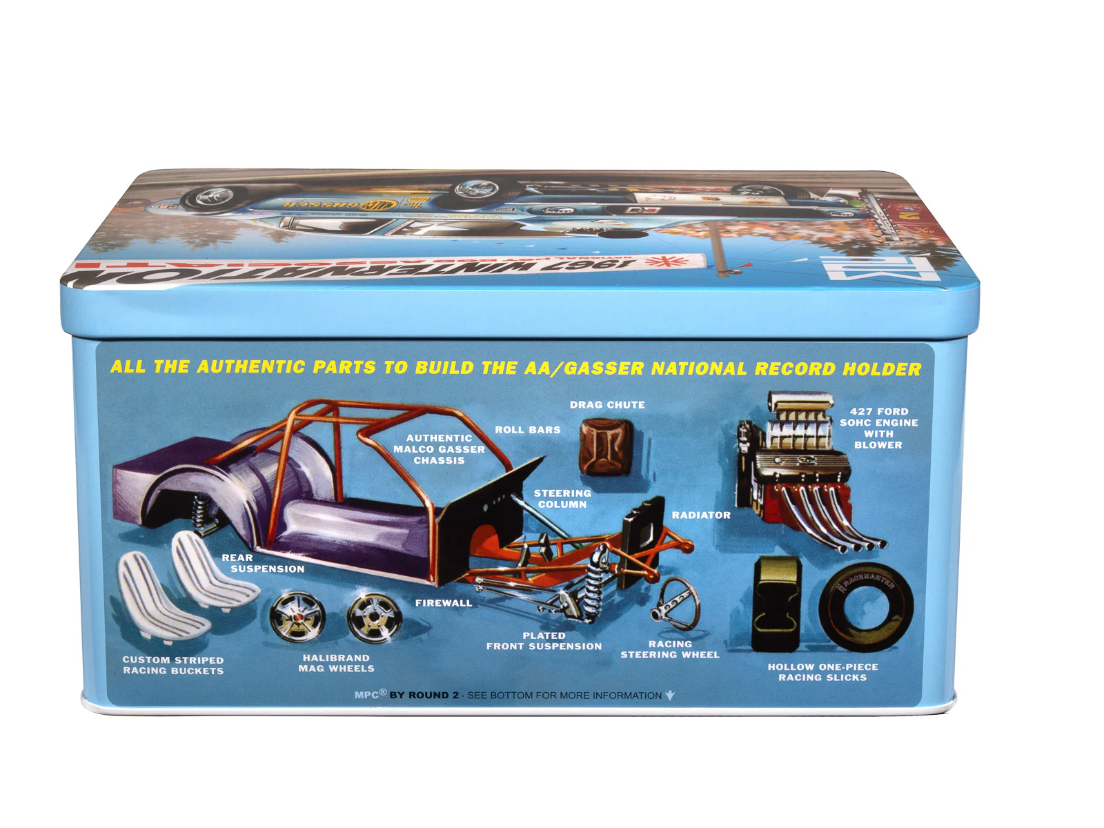MPC Ohio George Malco Gasser Mustang (Collectors Tin) 1:25 Scale Model Kit - Image 2