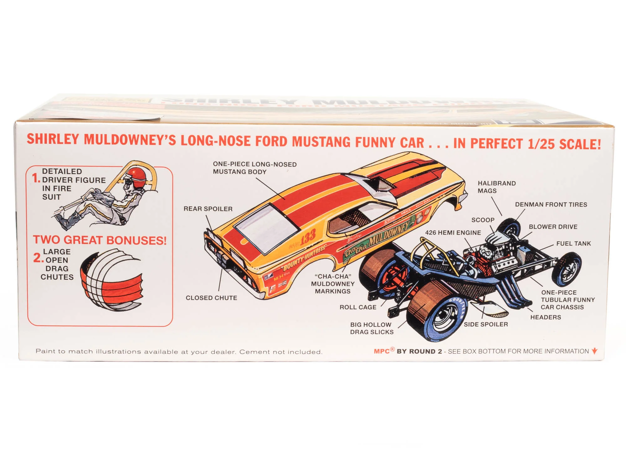MPC Shirley Muldowney Long Nose Ford Mustang FC 1:25 Scale Model Kit - Image 3