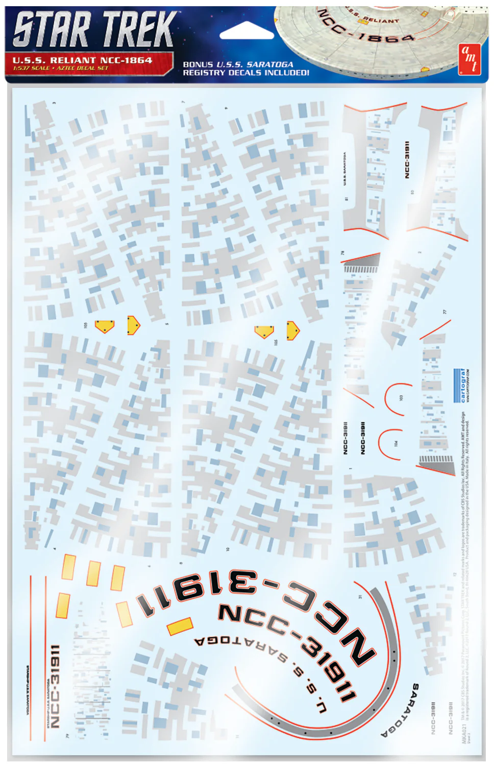 Star Trek U.S.S. Reliant Aztec Decals 1:537 Scale