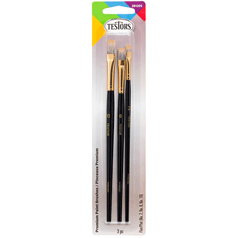 Testors 3 Piece Premium Flat Brush Set